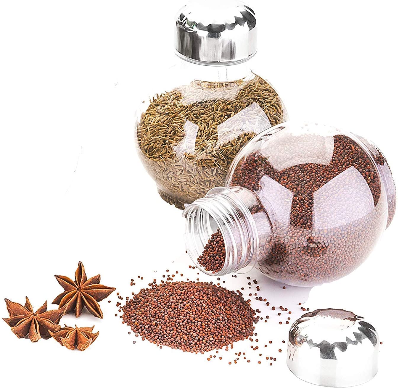 360 Degree Revolving Round Shape Transparent Spice Rack (16 Jar)