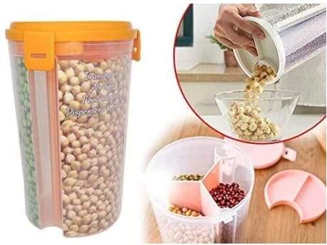 1500ml 3 In 1 Transparent Sealed Jars Plastic Storage Box (Each Section 500ml)