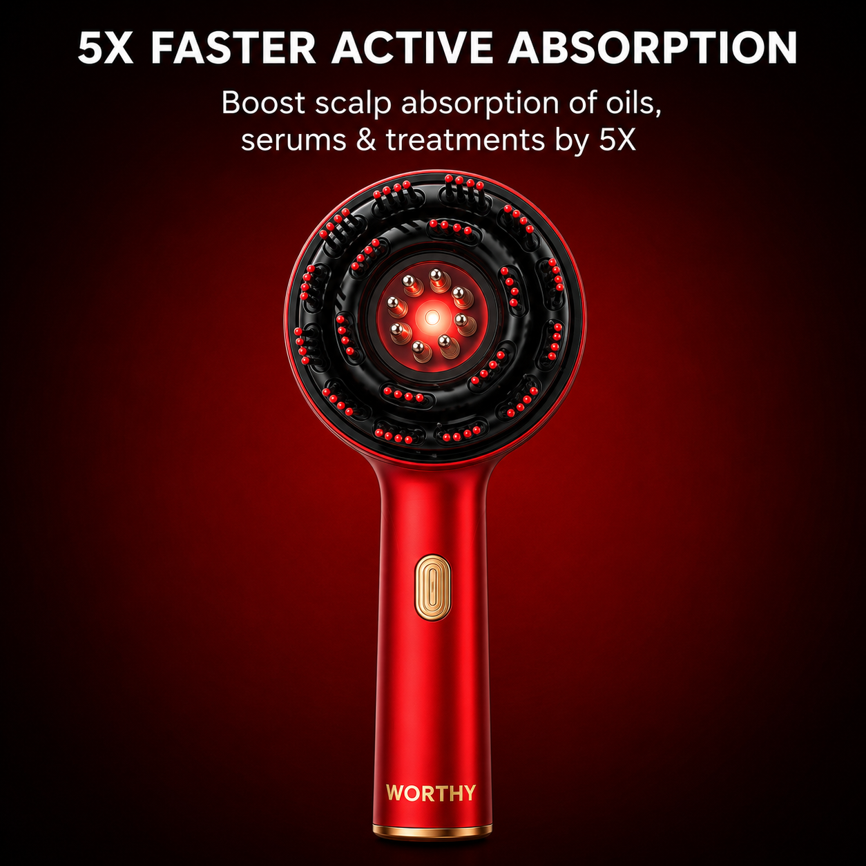 Worthy 3-1 Red Light Therapy Scalp Massager |Hair Growth Brush | Upgraded